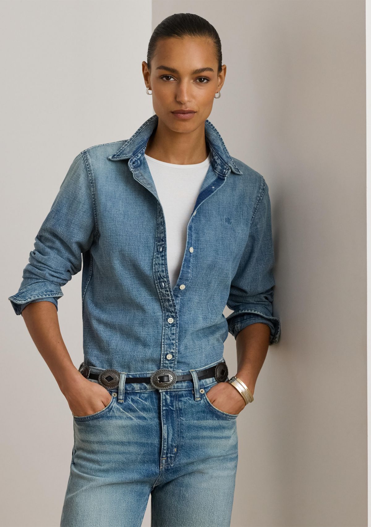 Womens Classic Fit Denim Shirt