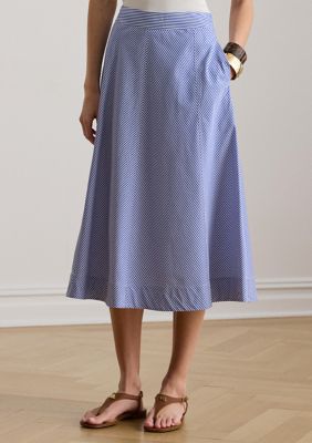 Lauren Ralph Lauren Women's Striped Paneled Cotton Broadcloth Skirt, 14
