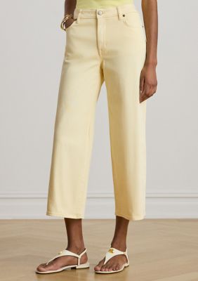 Lauren Ralph Lauren Women's High-Rise Wide-Leg Cropped Jeans, Yellow, 4