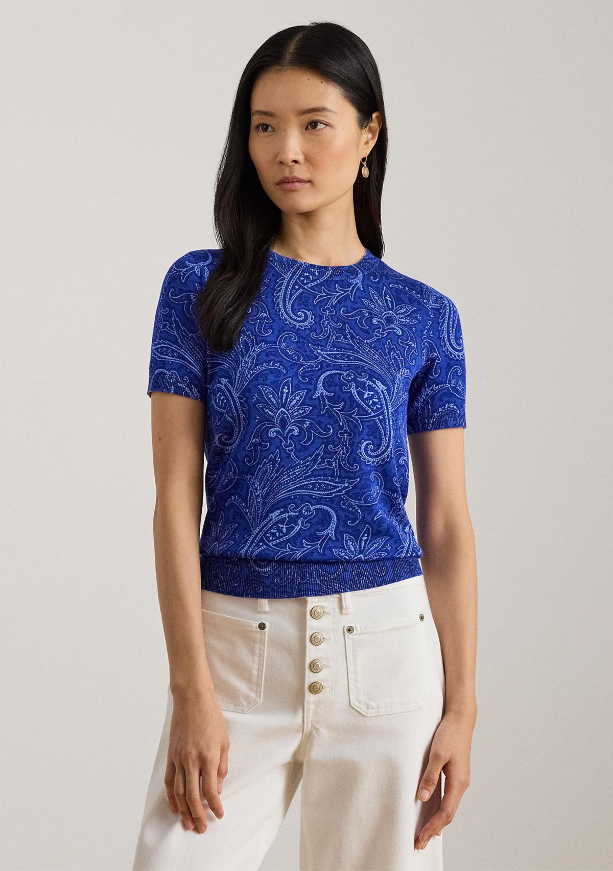 Paisley Short-Sleeve Sweater