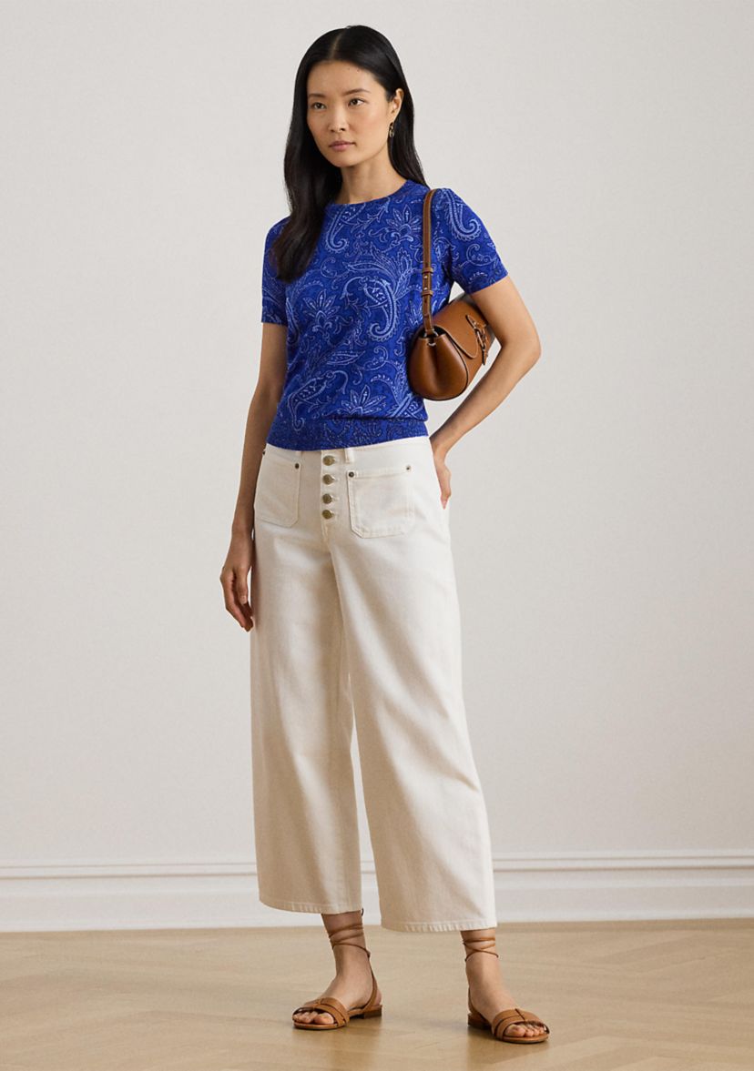 Paisley Short-Sleeve Sweater