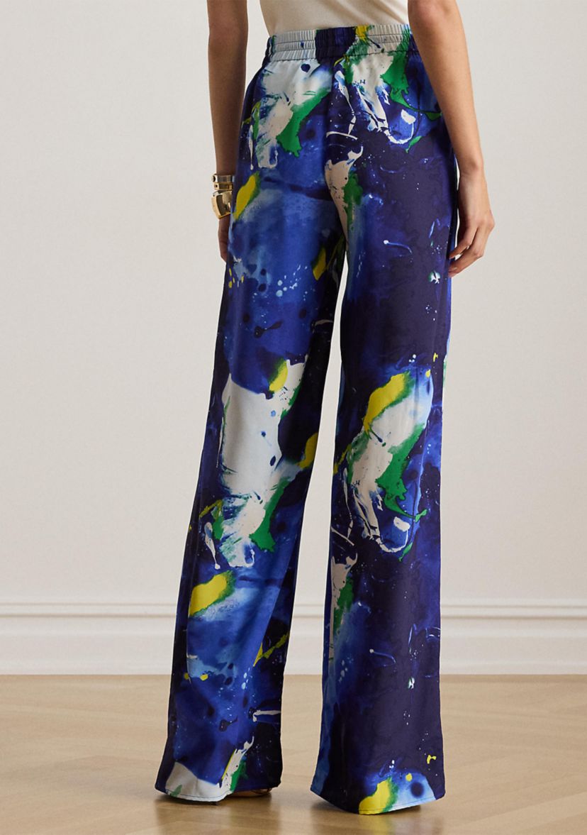 Abstract-Print Crepe Wide-Leg Pants
