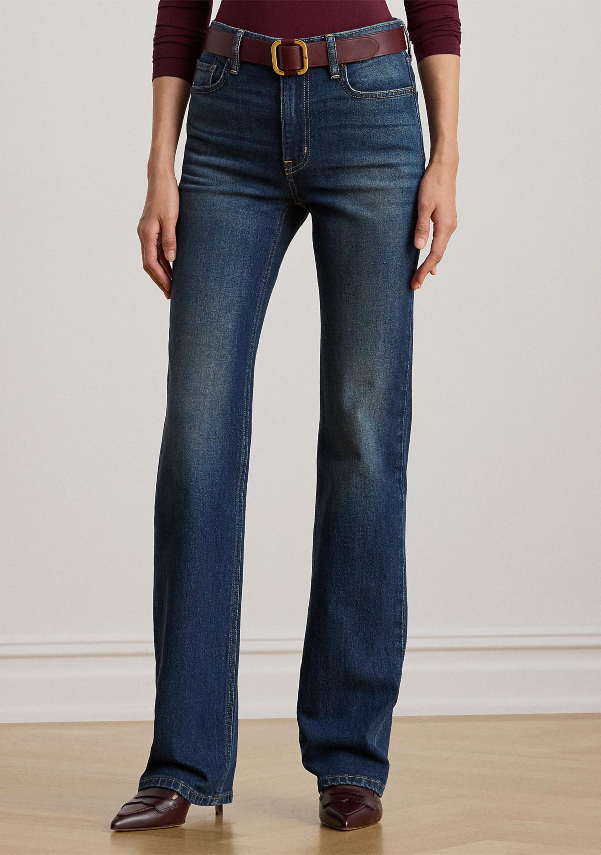 Womens High-Rise Straight Jeans