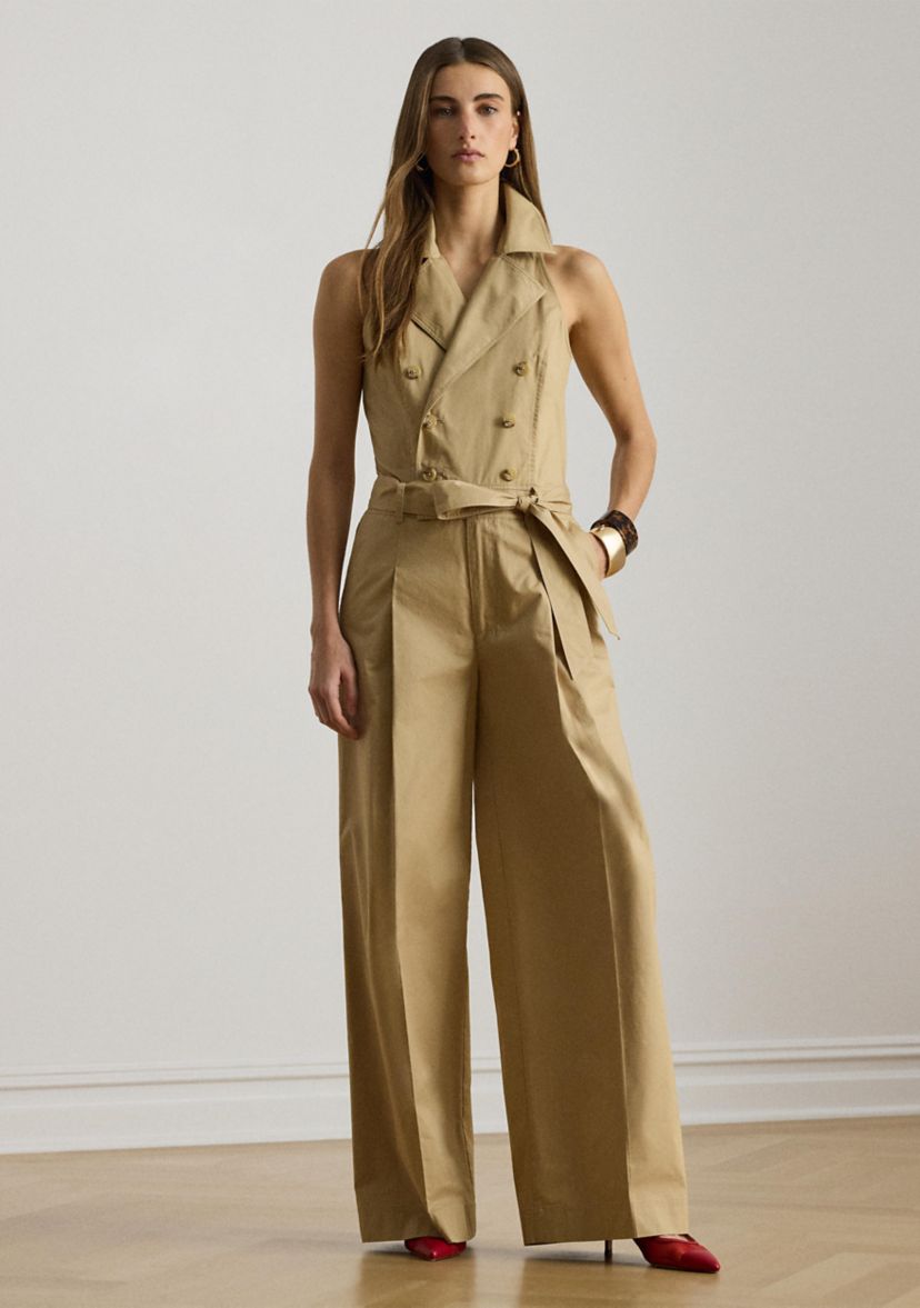 Lauren Ralph Lauren Belted Cotton Twill Sleeveless Jumpsuit | Belk