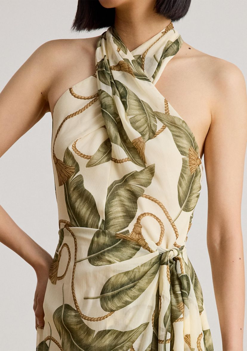 Lauren Ralph Lauren Women's Rope-Print Georgette Halter Midi Dress