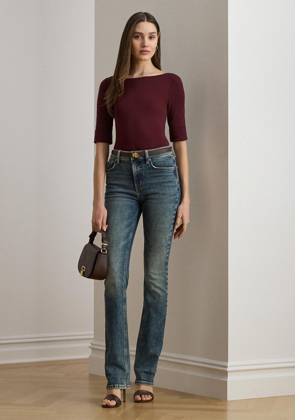 Petite Stretch Cotton Boatneck Tee