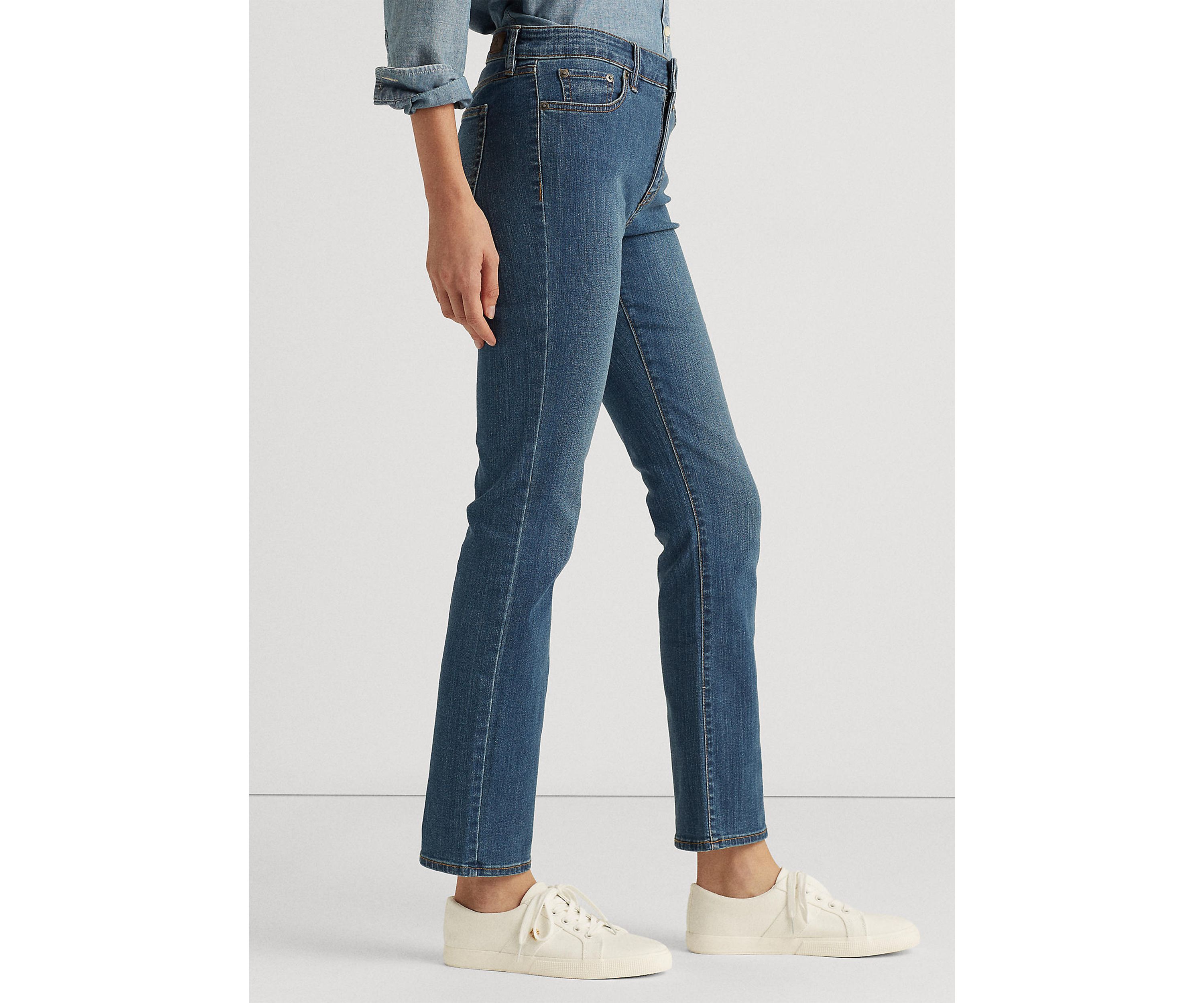 Petite Mid Rise Straight Jeans