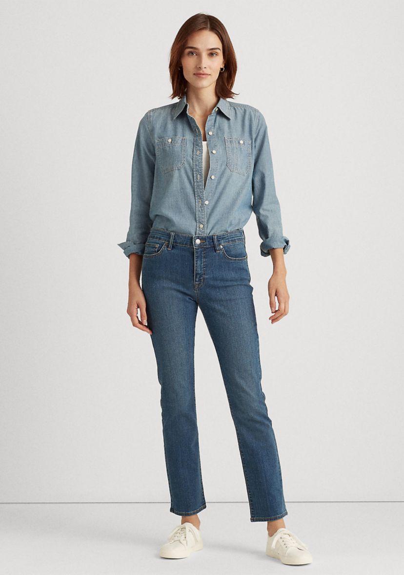 Petite Mid Rise Straight Jeans
