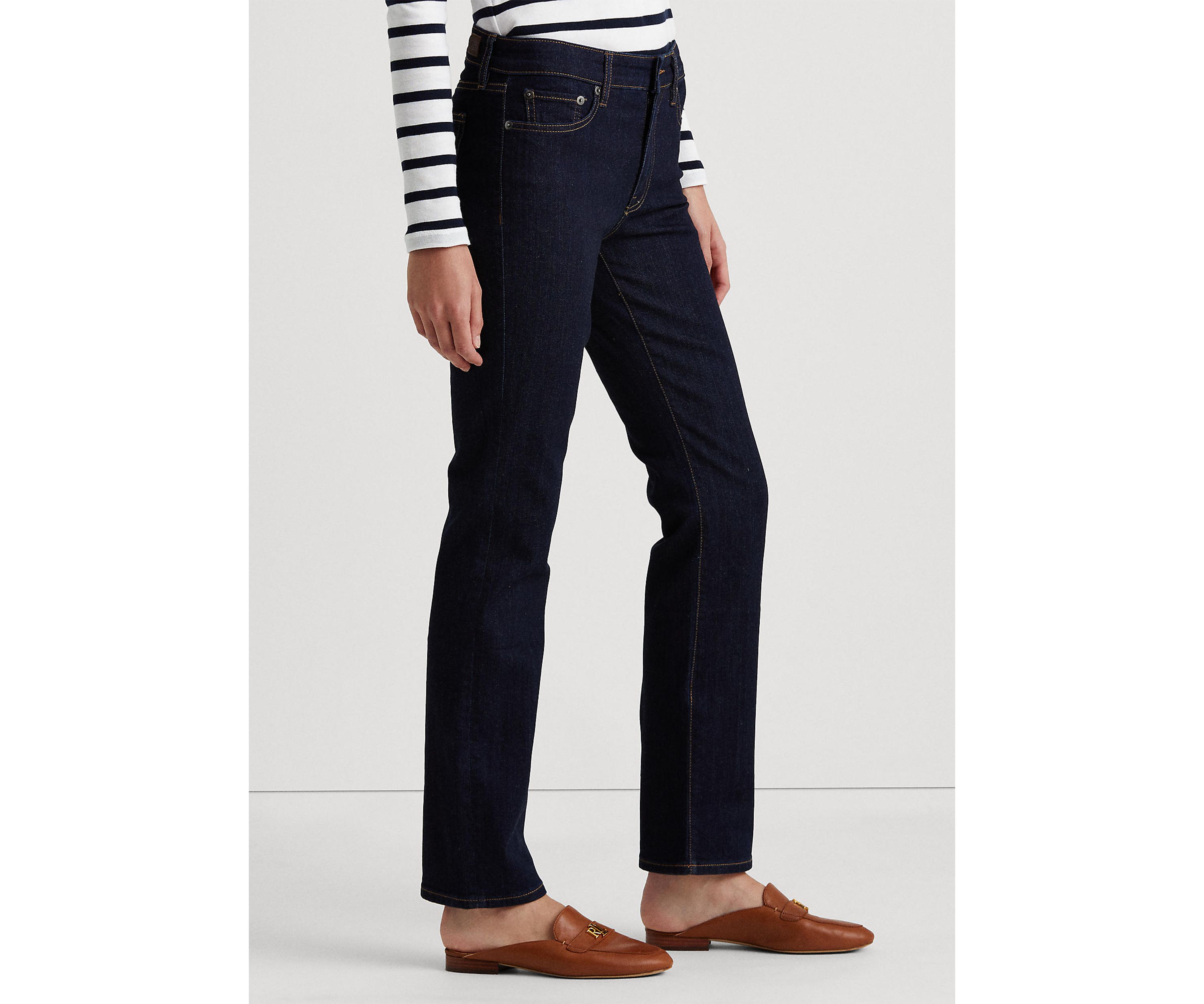 Petite Mid Rise Straight Jeans