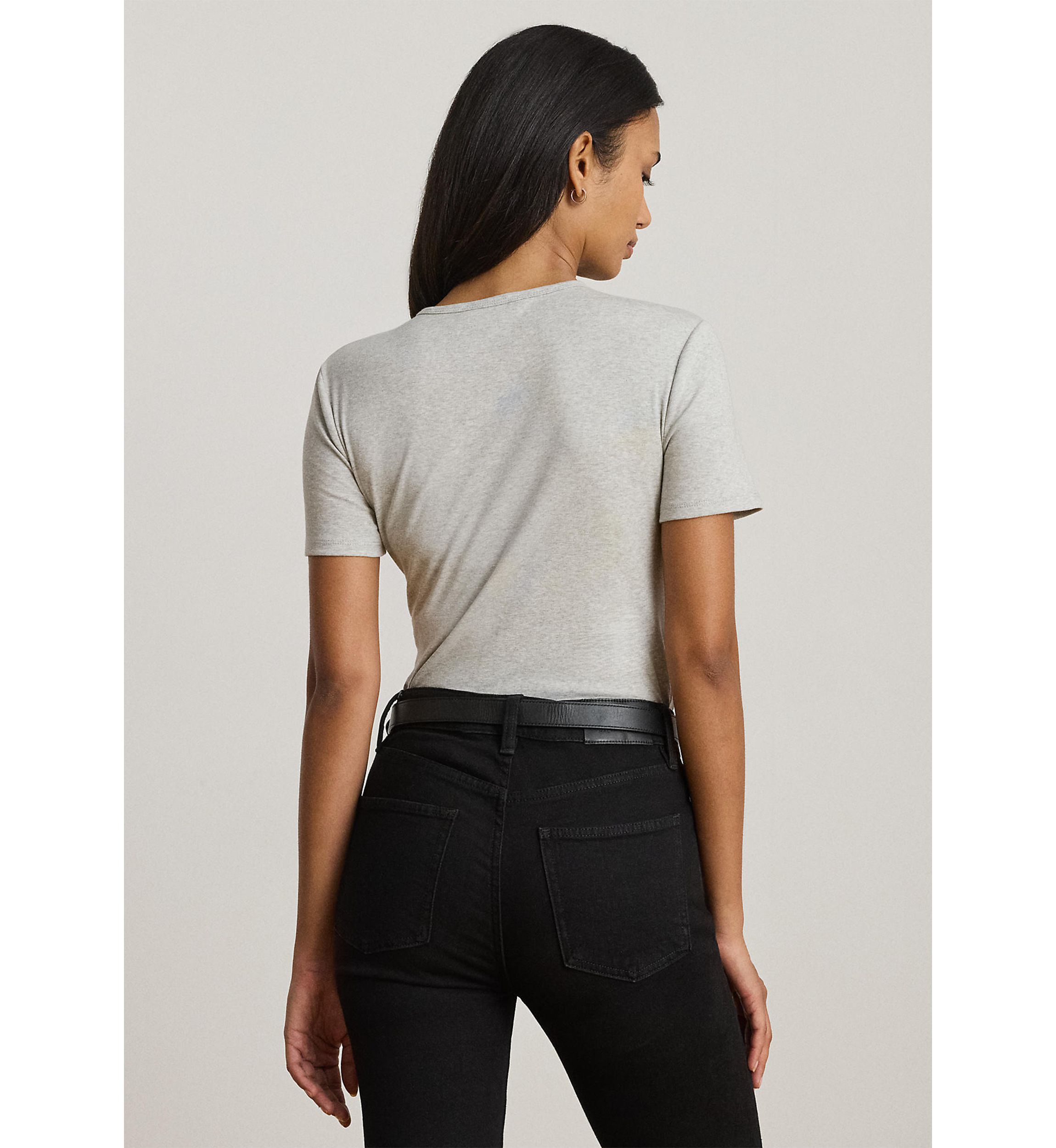 Petite Stretch Cotton Crewneck Tee