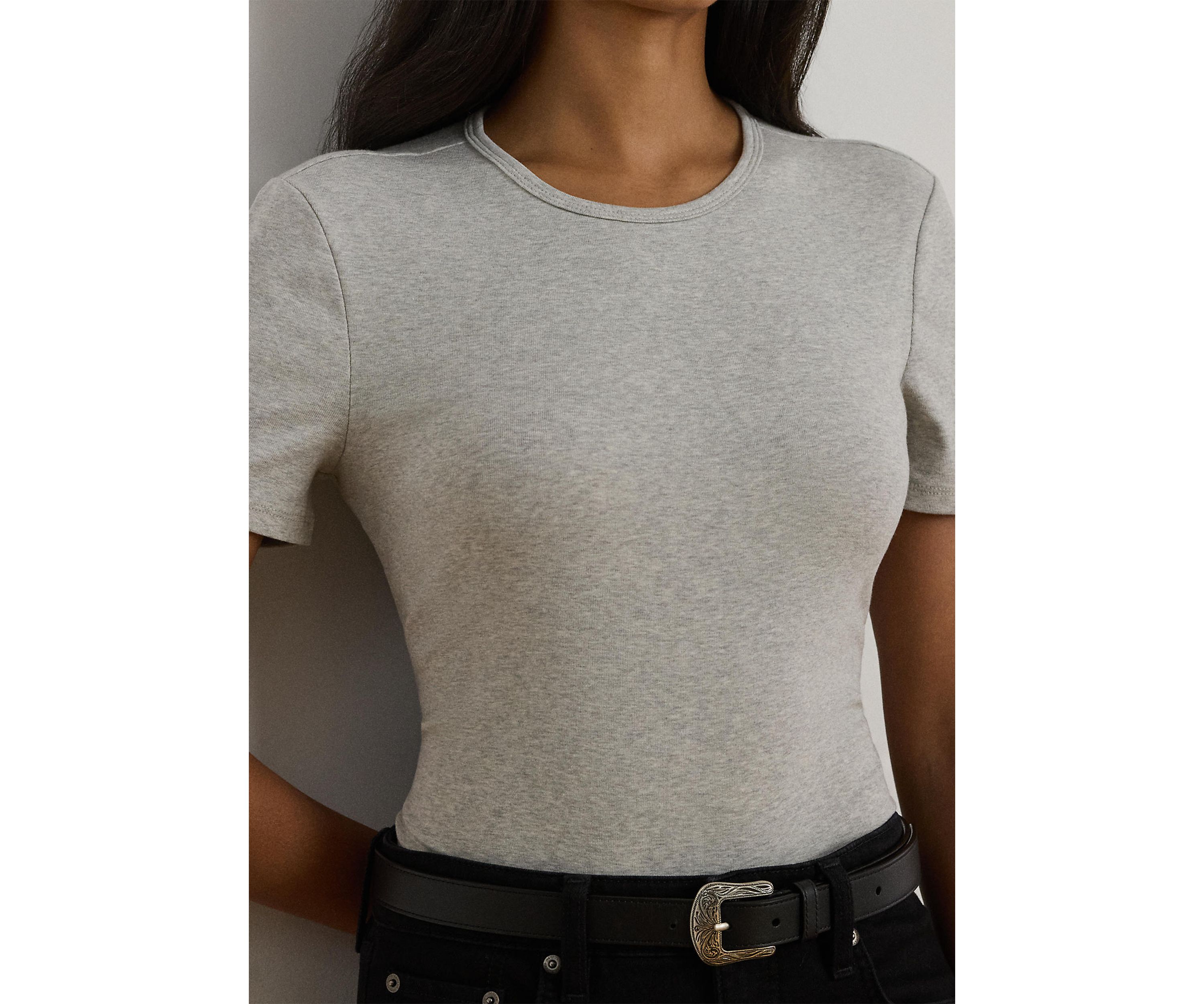 Petite Stretch Cotton Crewneck Tee