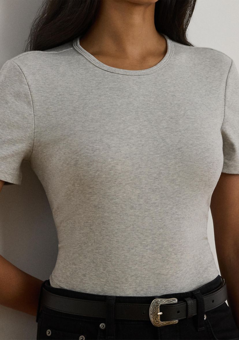 Petite Stretch Cotton Crewneck Tee