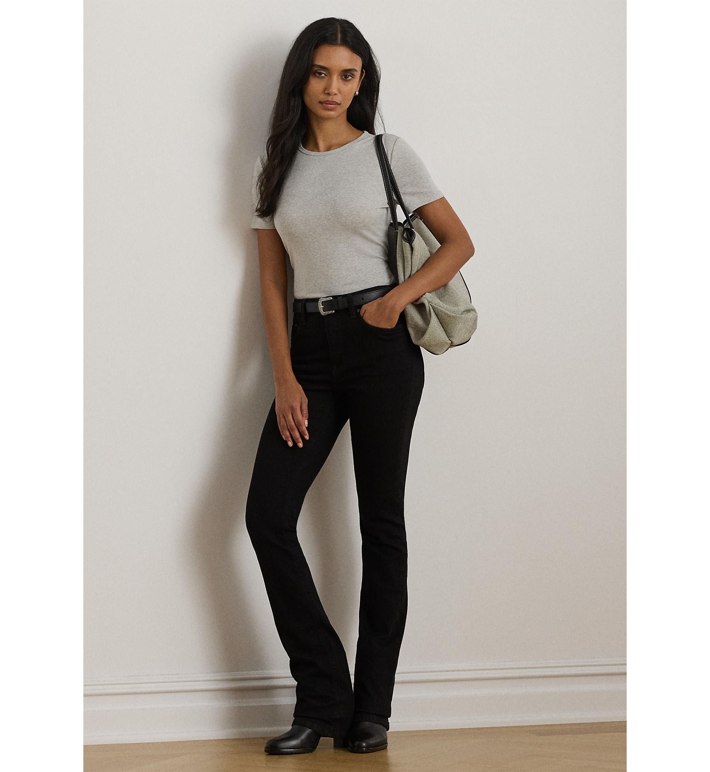 Petite Stretch Cotton Crewneck Tee