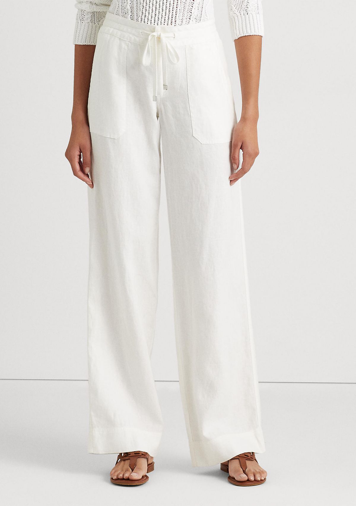 Petite Linen Wide-Leg Pants