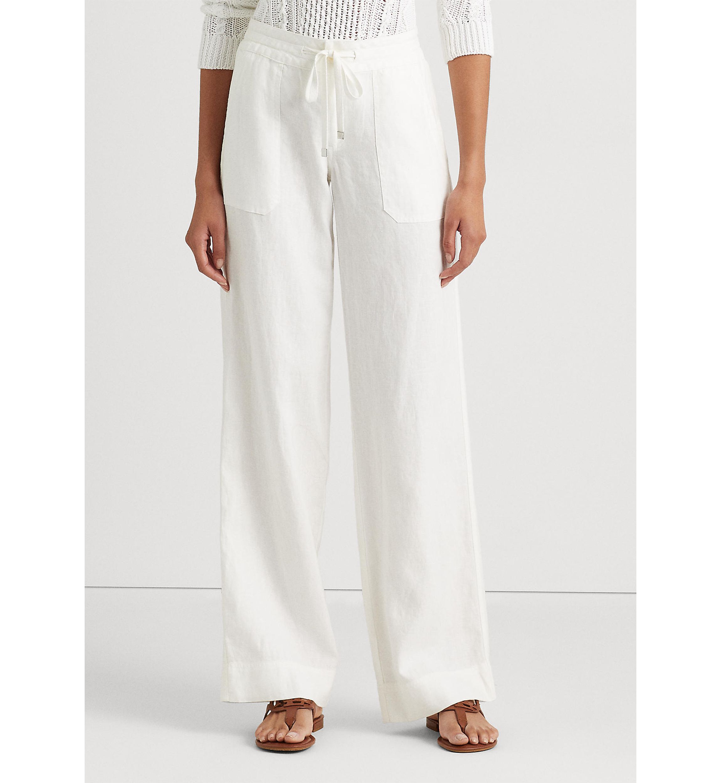 Petite Linen Wide-Leg Pants