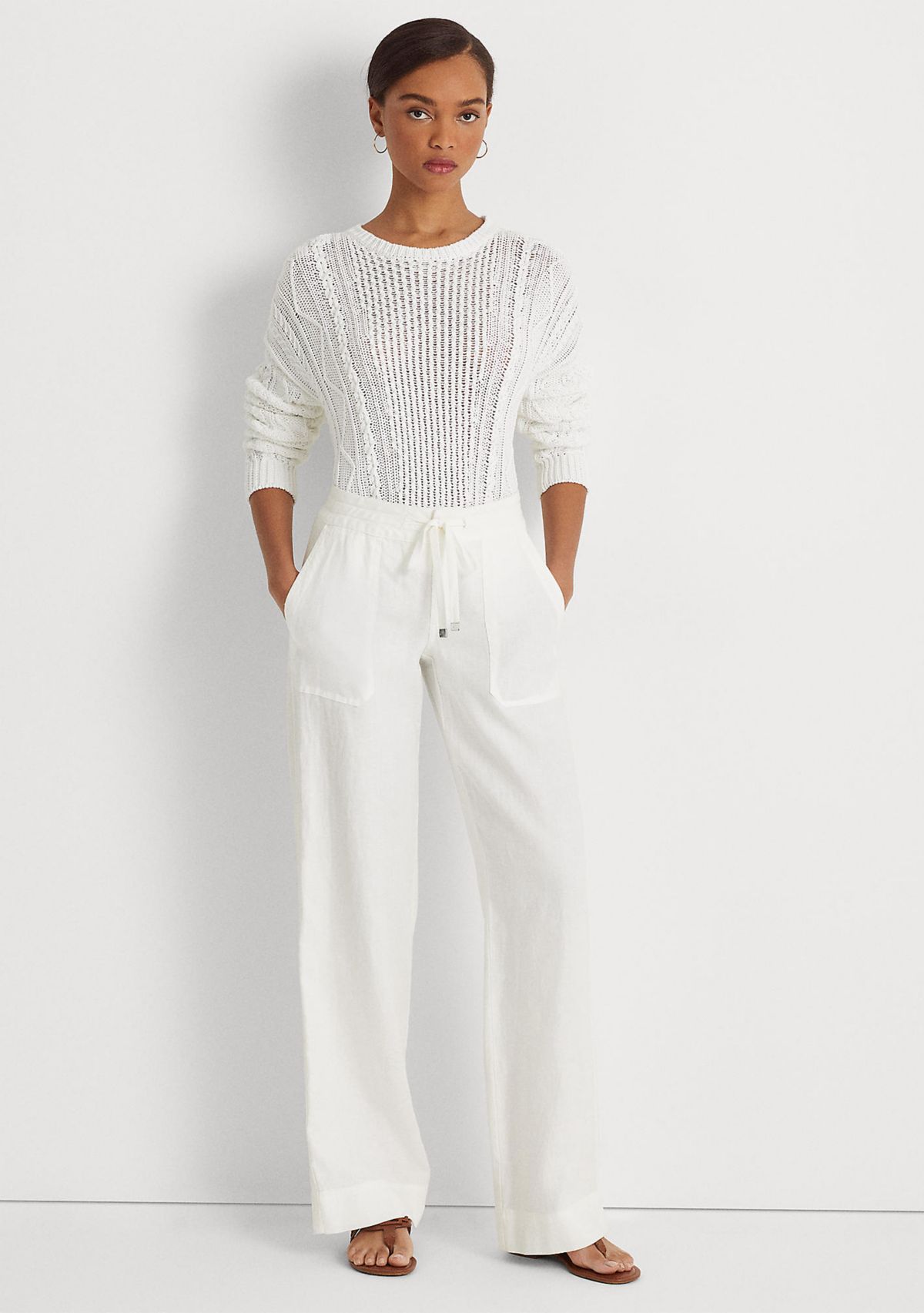 Petite Linen Wide-Leg Pants