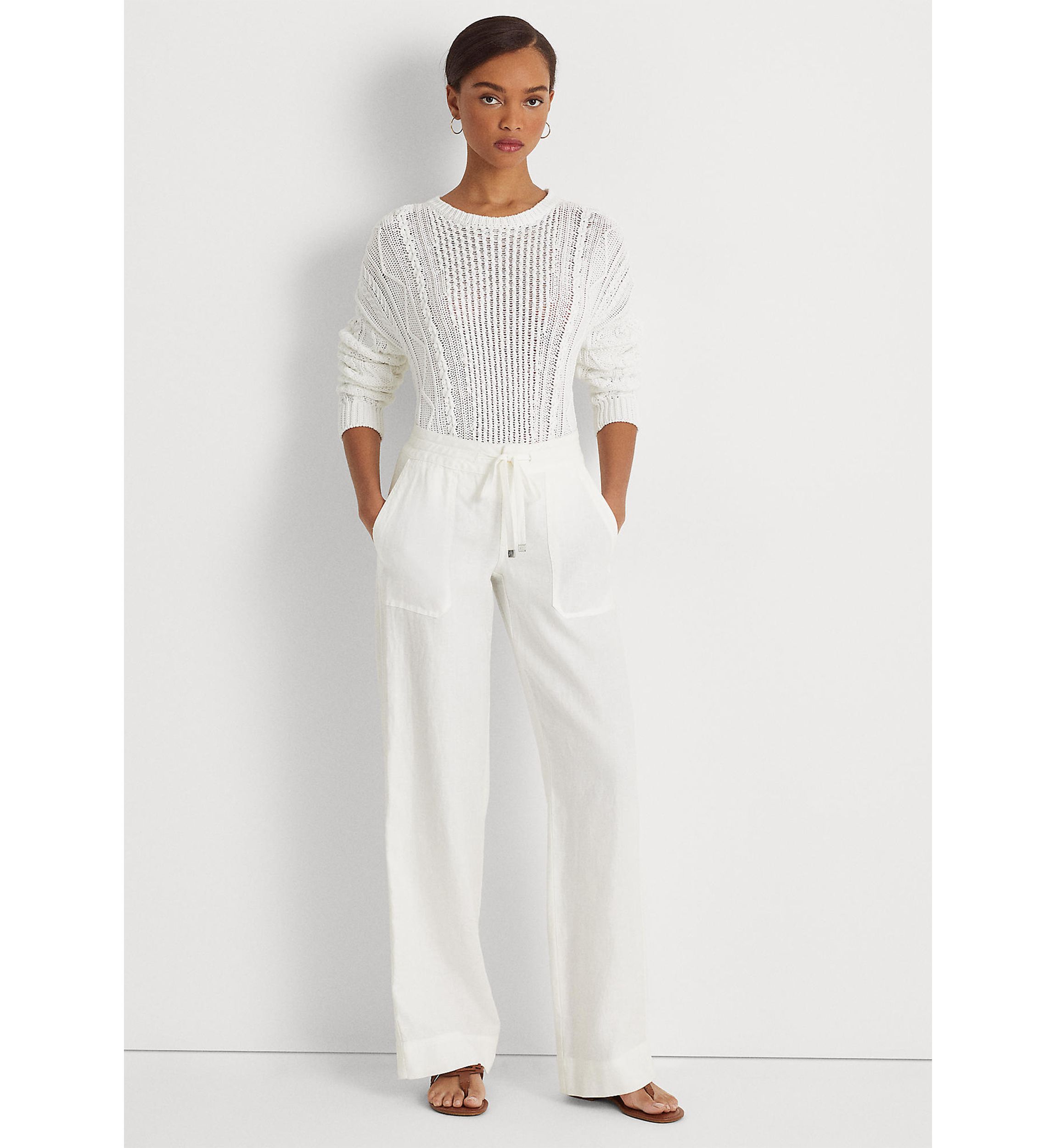 Petite Linen Wide-Leg Pants