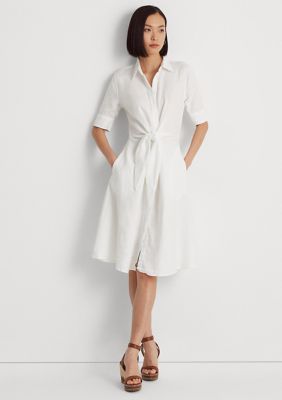 Lauren Ralph Lauren Women's Petite Linen Shirtdress, White, 12P