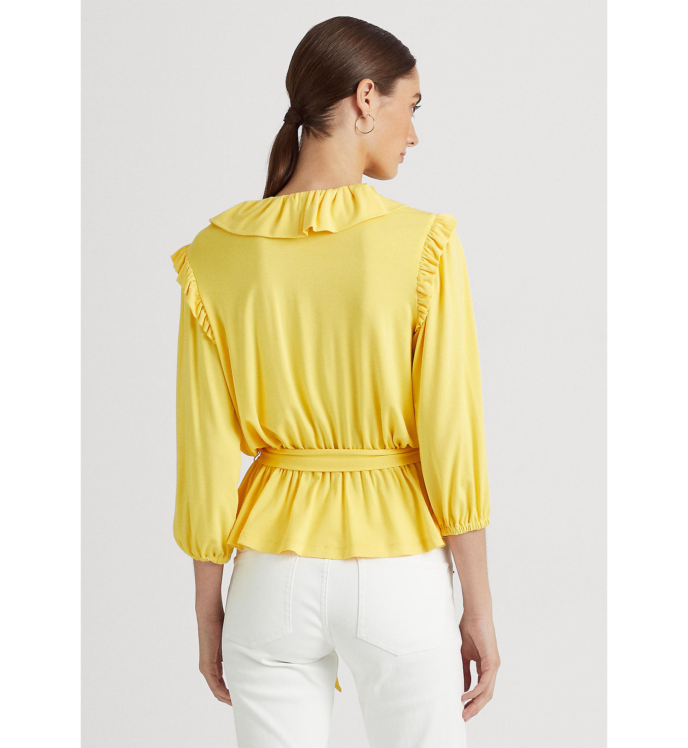 Petite Jersey Belted Peplum Top