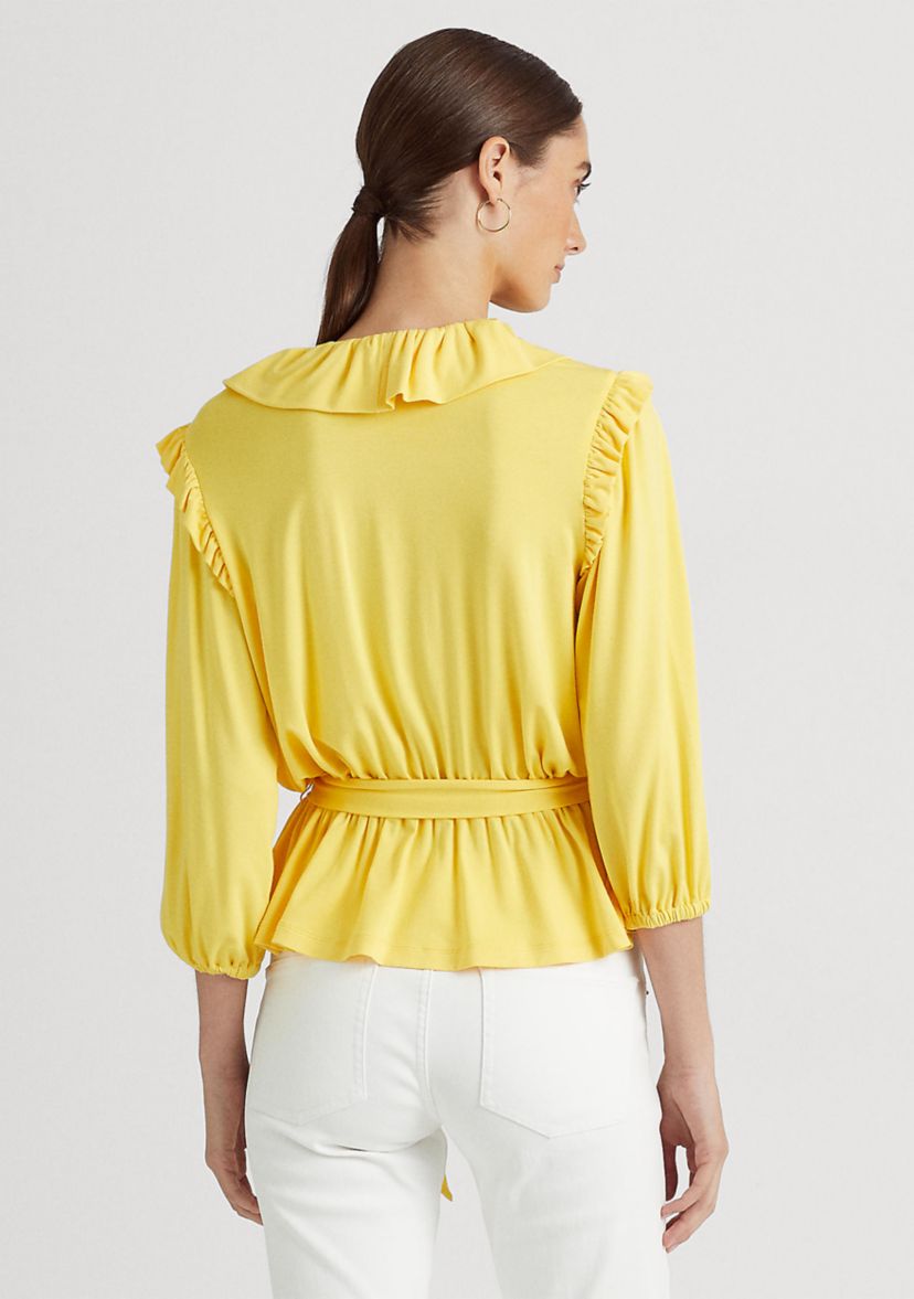 Petite Jersey Belted Peplum Top