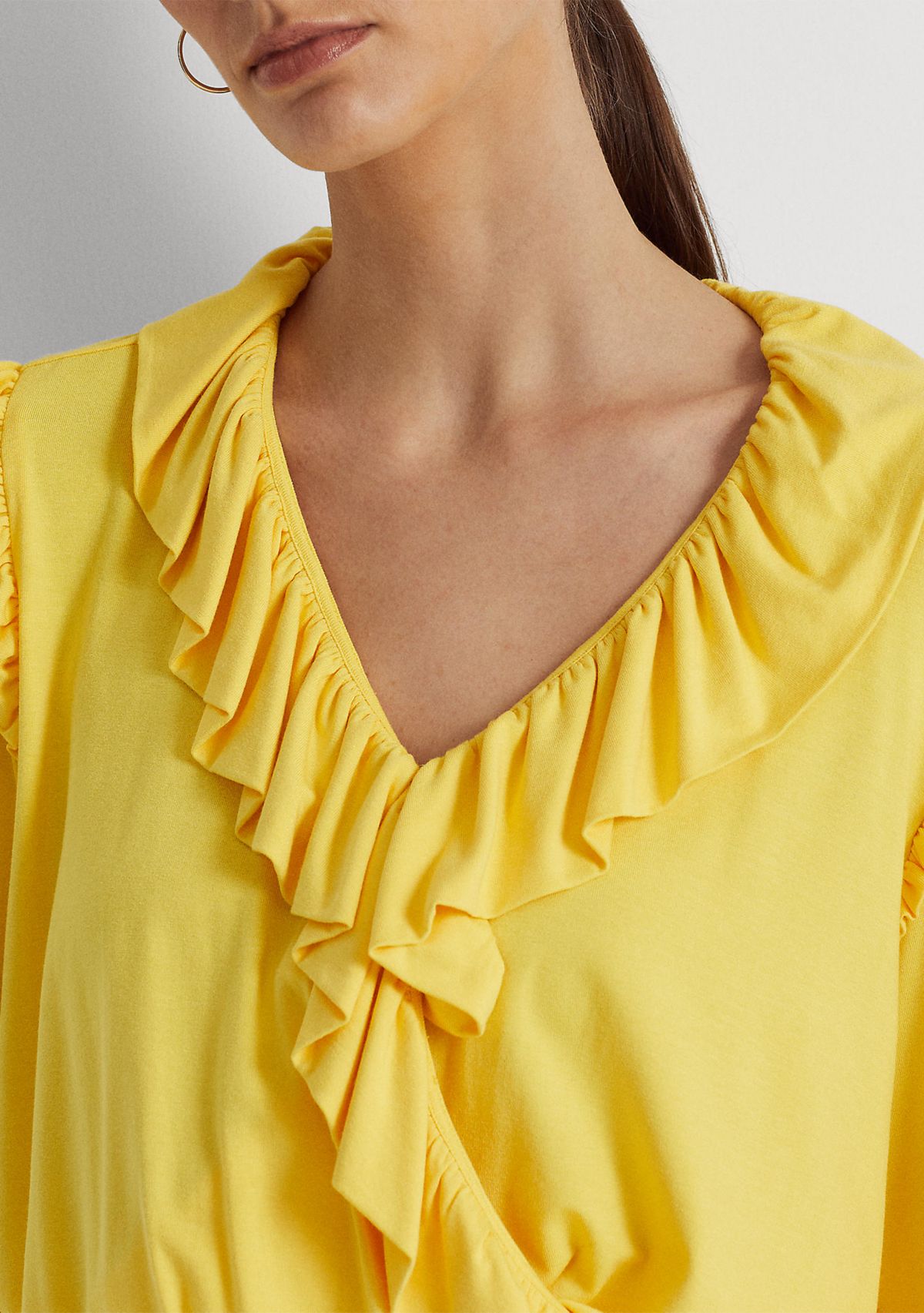 Petite Jersey Belted Peplum Top