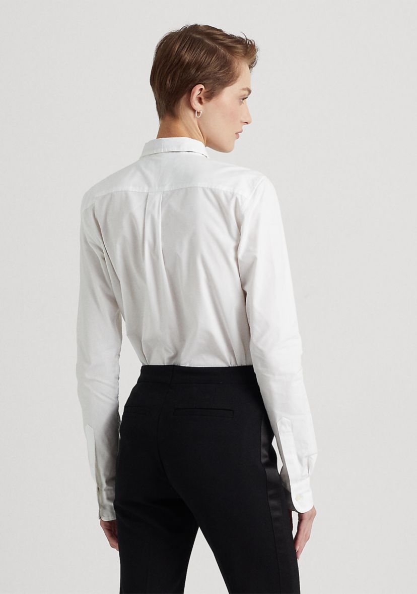Petite Pintucked Cotton Broadcloth Shirt