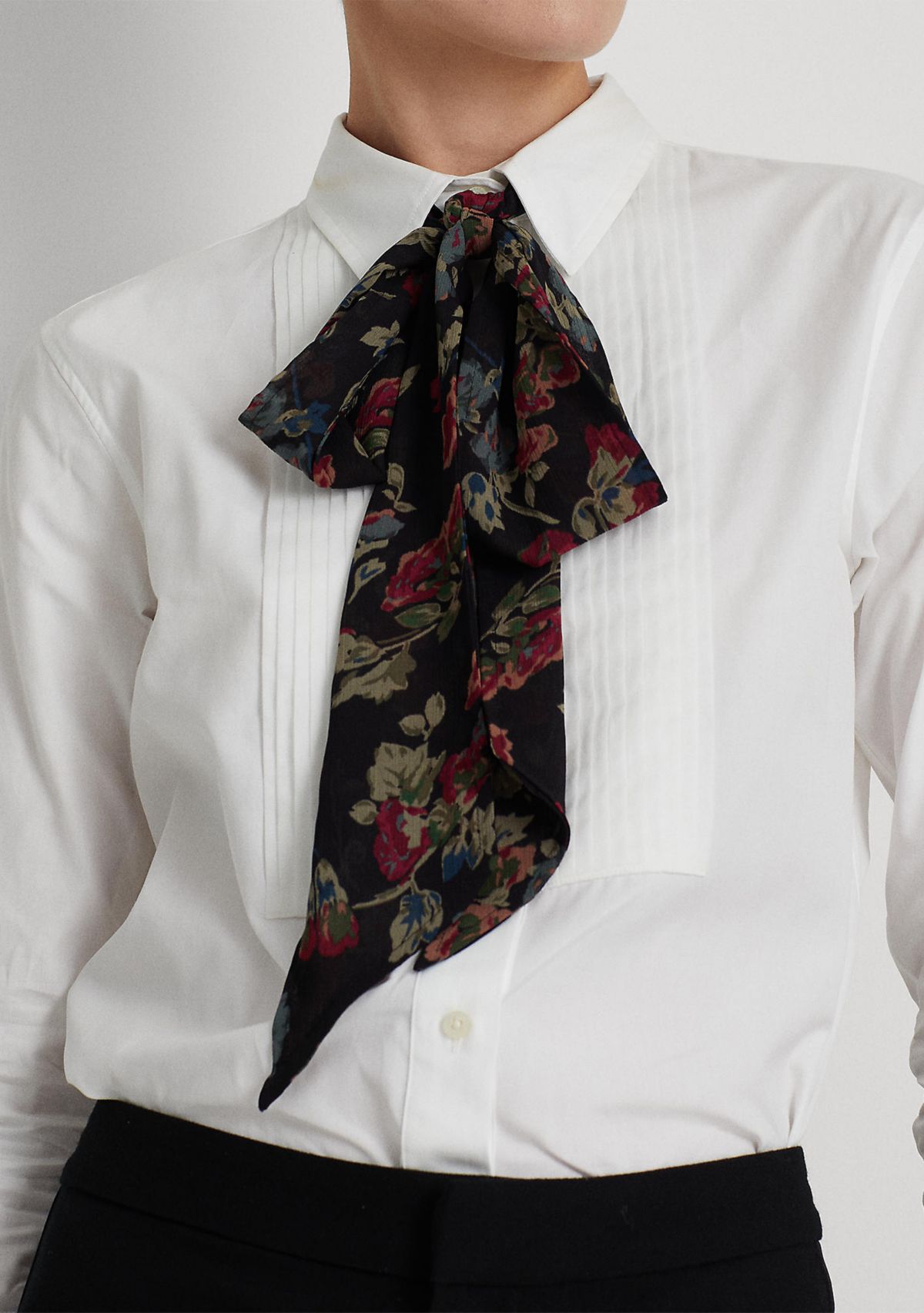 Petite Pintucked Cotton Broadcloth Shirt
