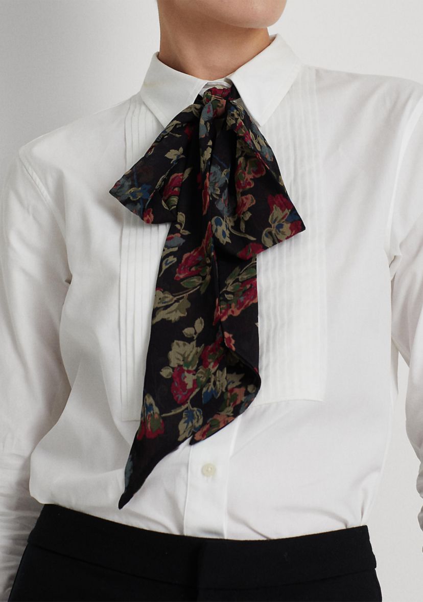 Petite Pintucked Cotton Broadcloth Shirt