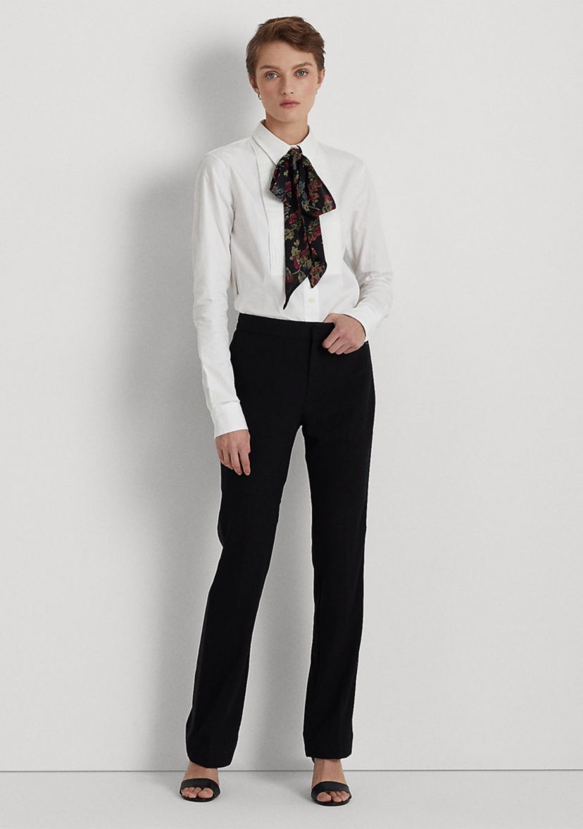Petite Pintucked Cotton Broadcloth Shirt