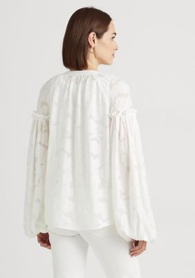 Lauren Ralph Lauren Petite Floral Jacquard Blouson Sleeve Shirt | belk