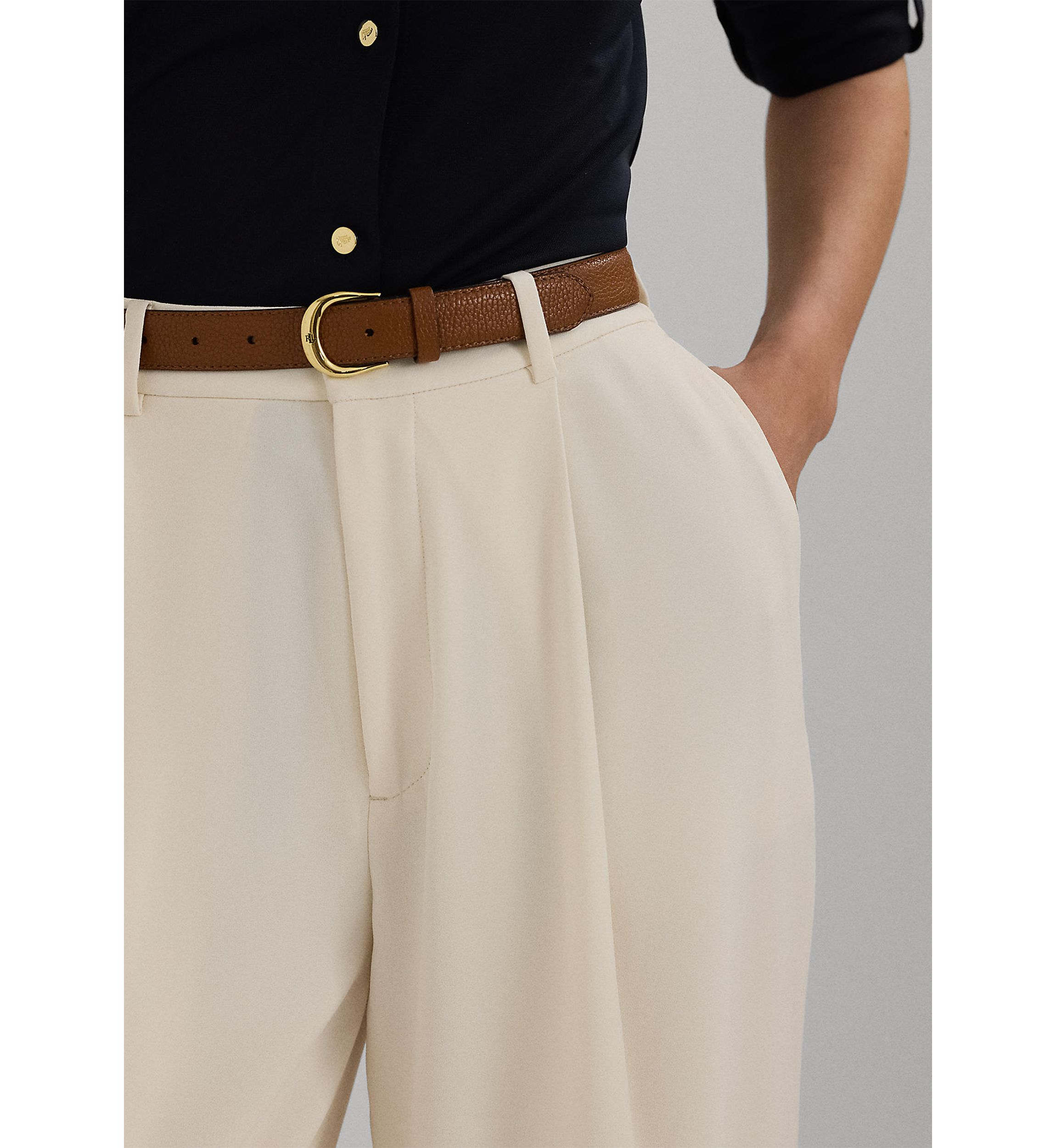 Petite Double-Faced Georgette Wide-Leg Pants 