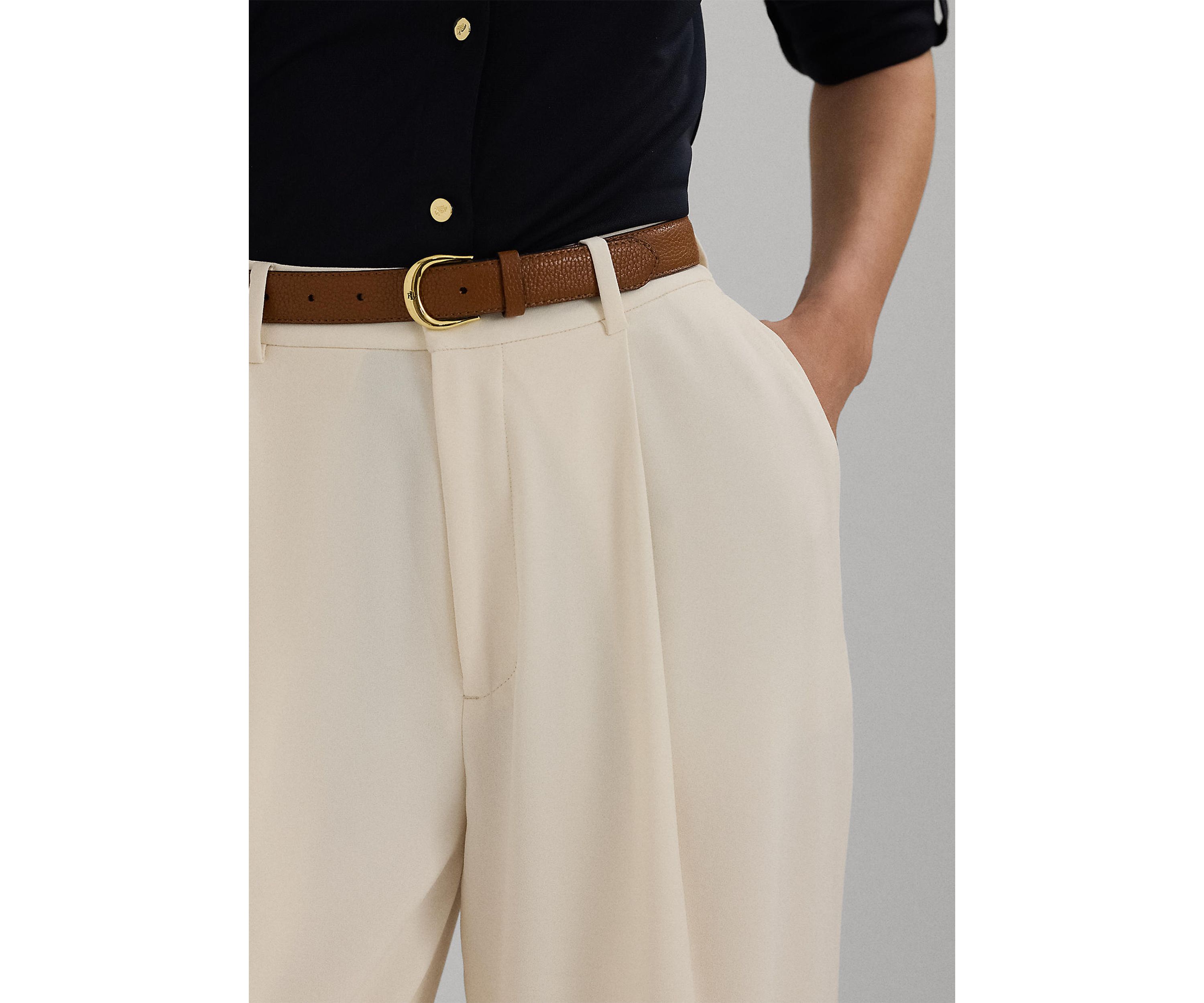 Petite Double-Faced Georgette Wide-Leg Pants 