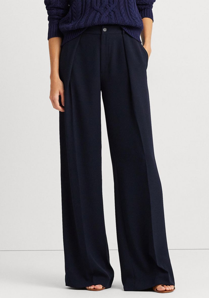 Petite Double-Faced Georgette Wide-Leg Pants 