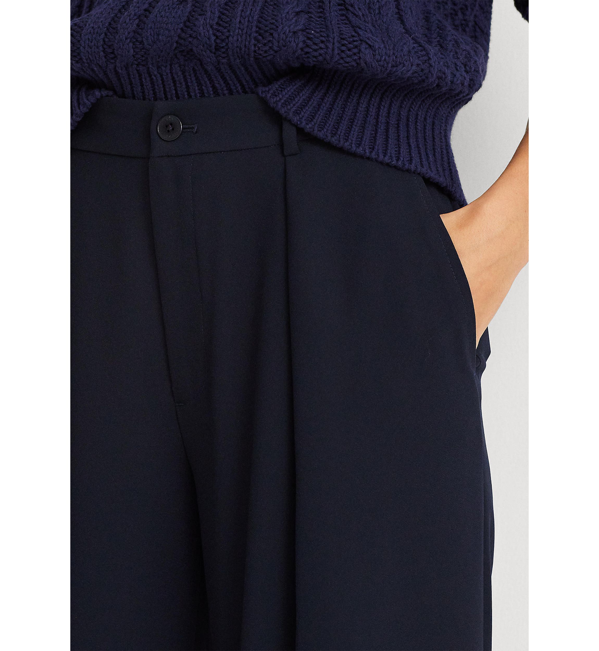 Petite Double-Faced Georgette Wide-Leg Pants 
