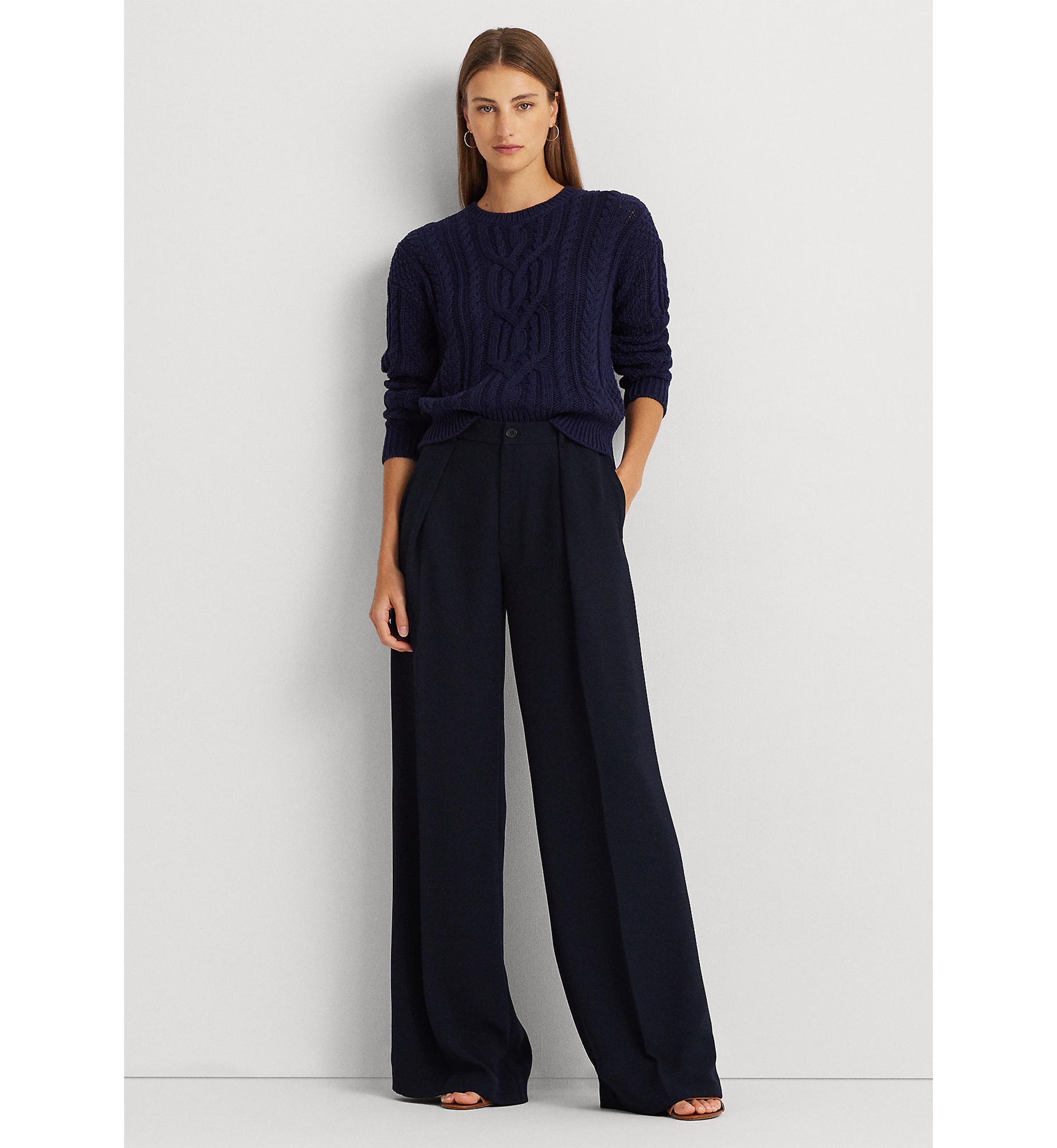 Petite Double-Faced Georgette Wide-Leg Pants 