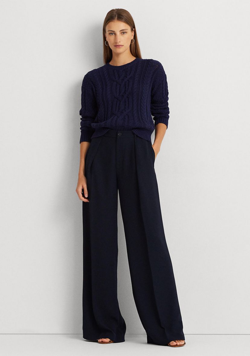Petite Double-Faced Georgette Wide-Leg Pants 