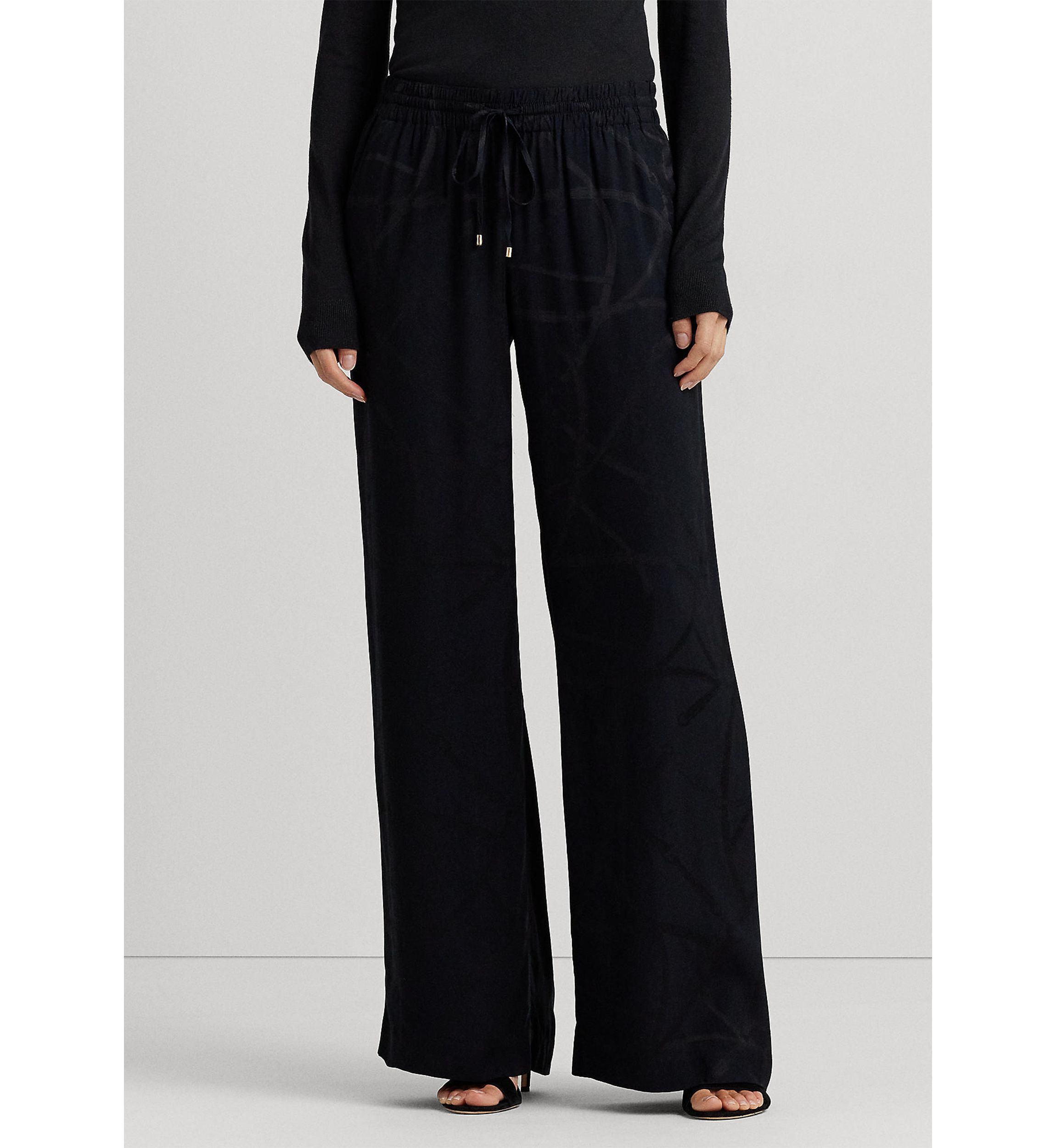 Petite Belting-Motif Jacquard Wide-Leg Pants