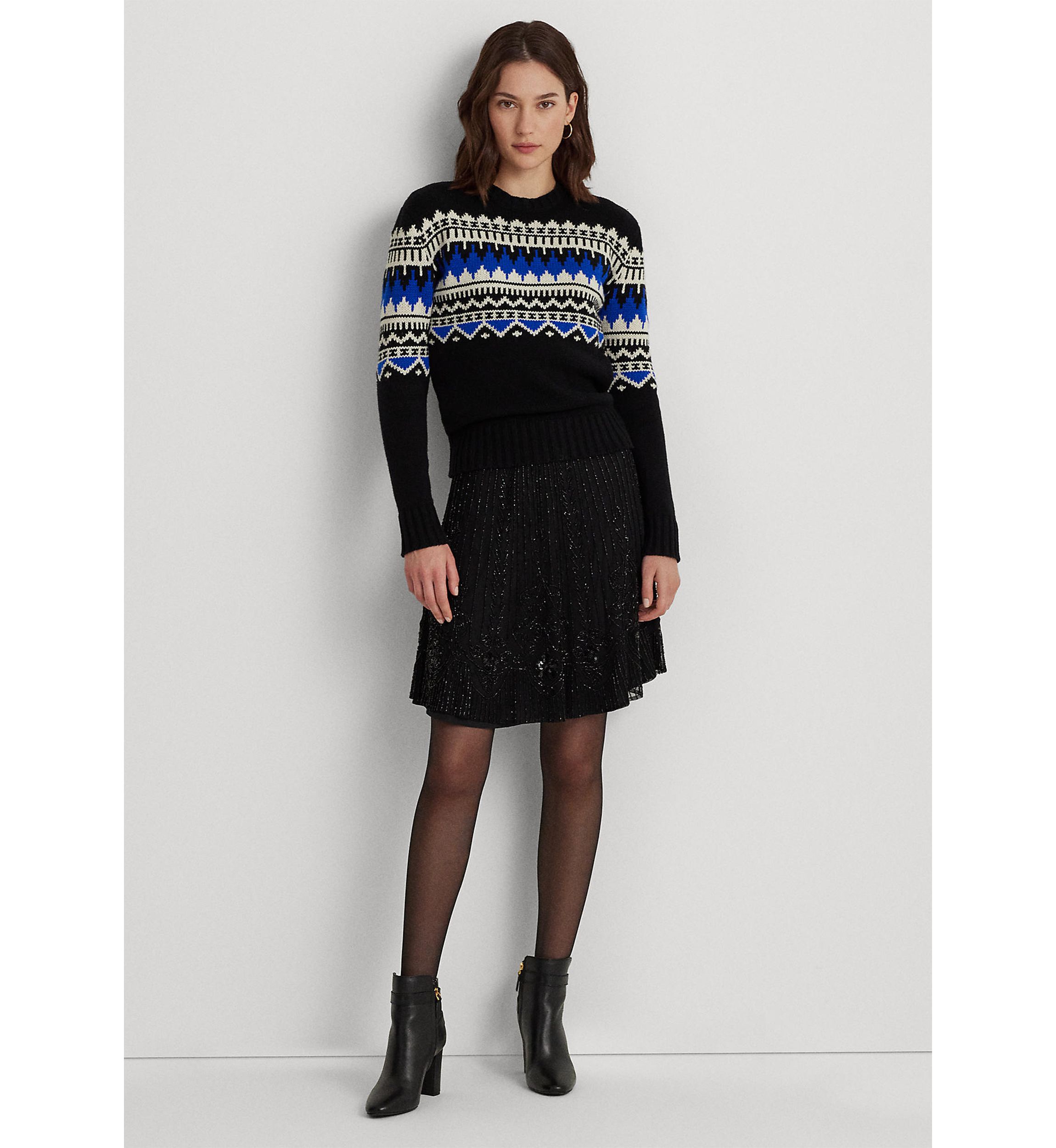 Petite Beaded Mesh A-line Skirt