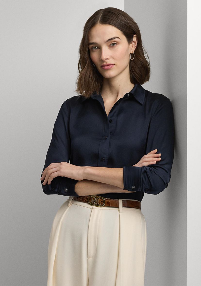 Petite Classic Fit Satin Charmeuse Shirt