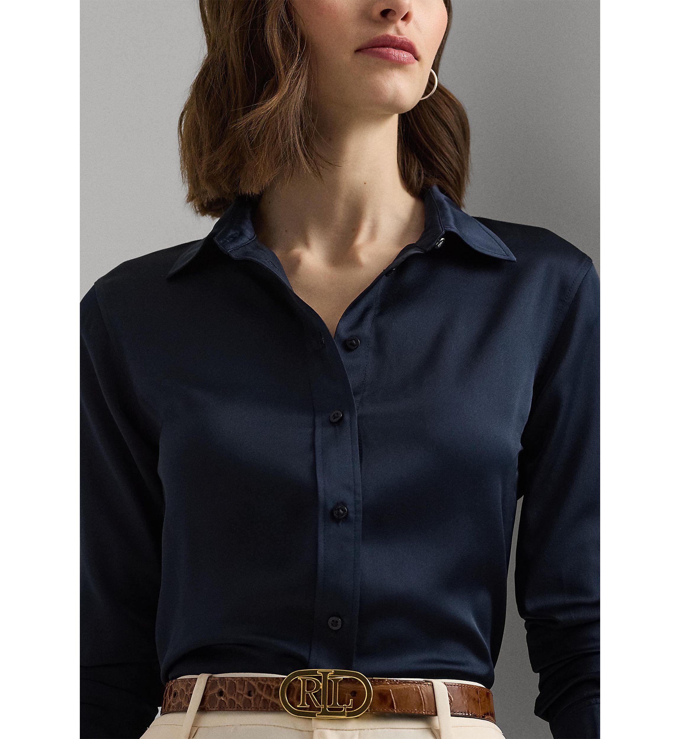 Petite Classic Fit Satin Charmeuse Shirt