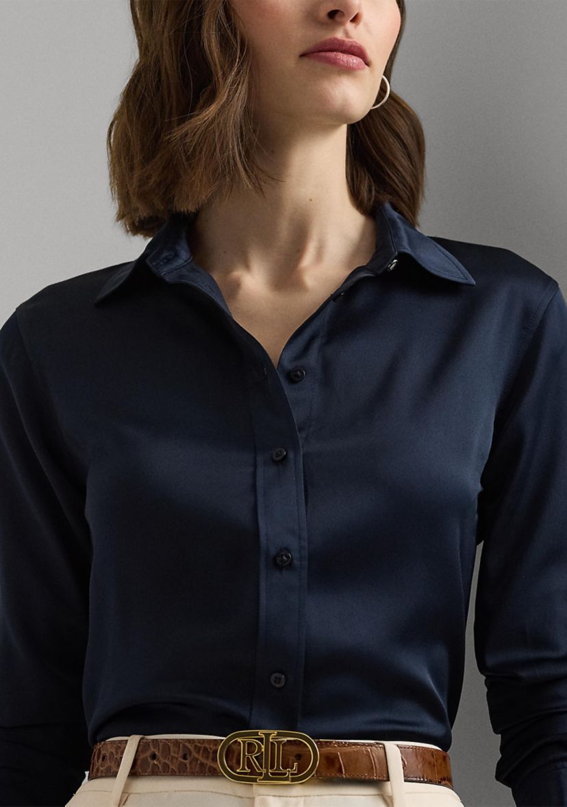 Petite Classic Fit Satin Charmeuse Shirt