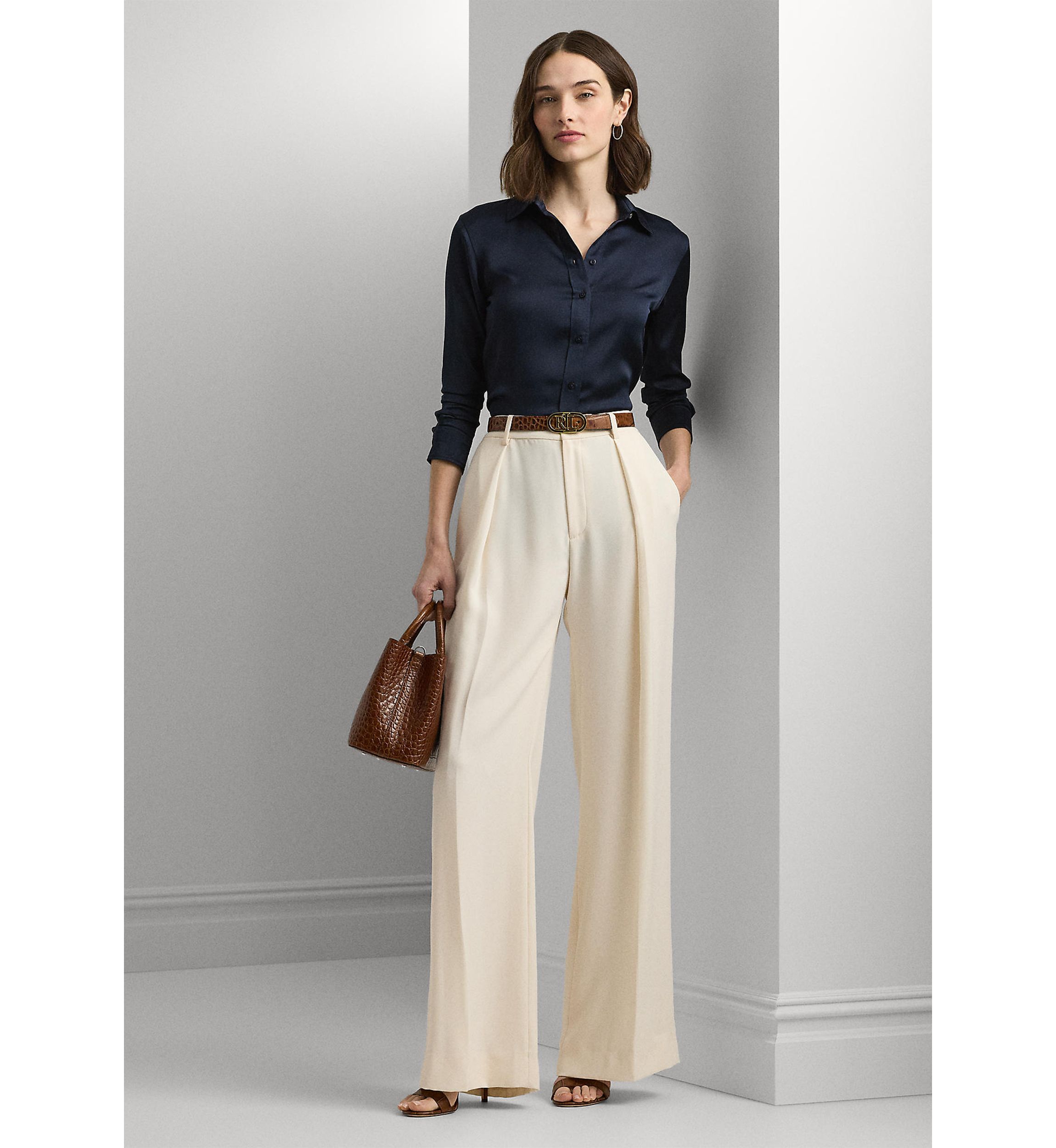 Petite Classic Fit Satin Charmeuse Shirt