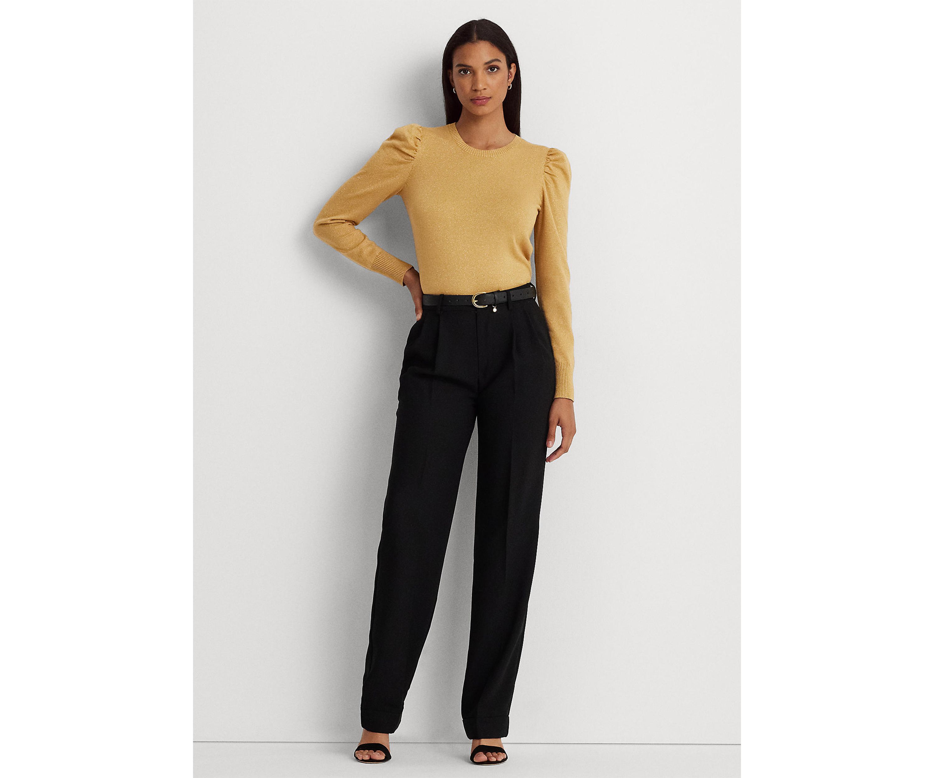 Petite Metallic Puff Sleeve Sweater