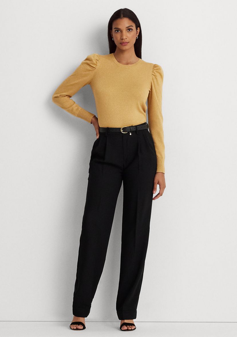 Petite Metallic Puff Sleeve Sweater