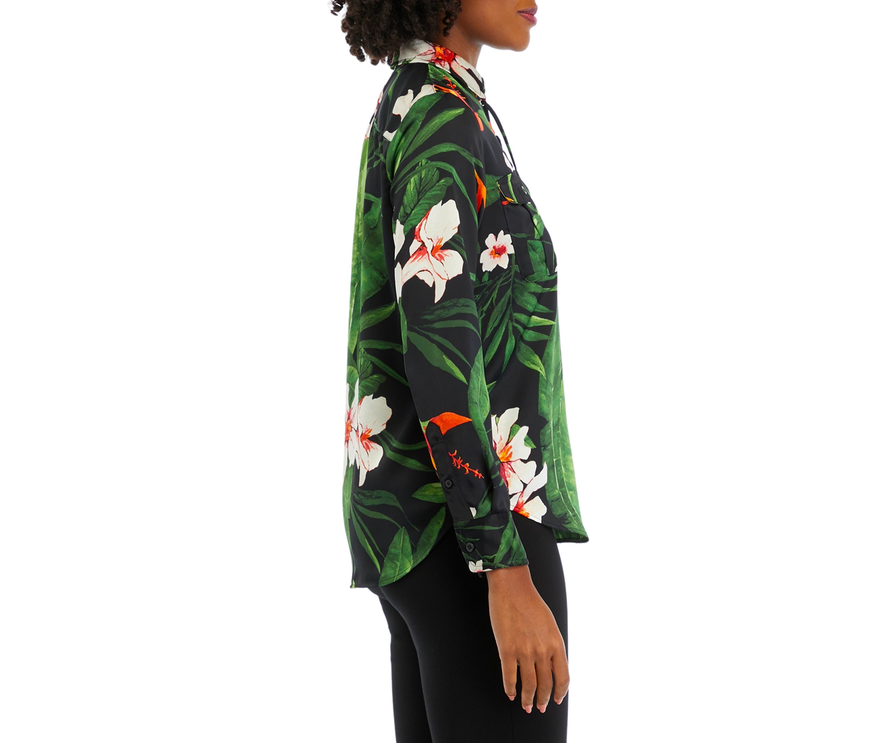 Petite Nilaycee Printed Lace Up Top