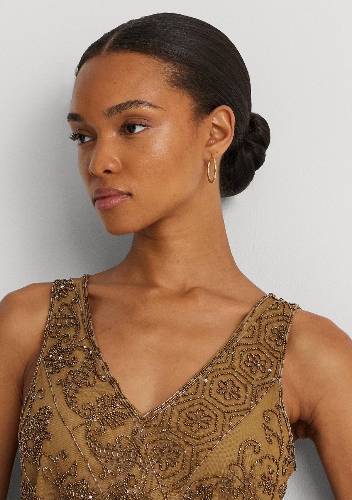 Petite Beaded Mesh Sleeveless Blouse