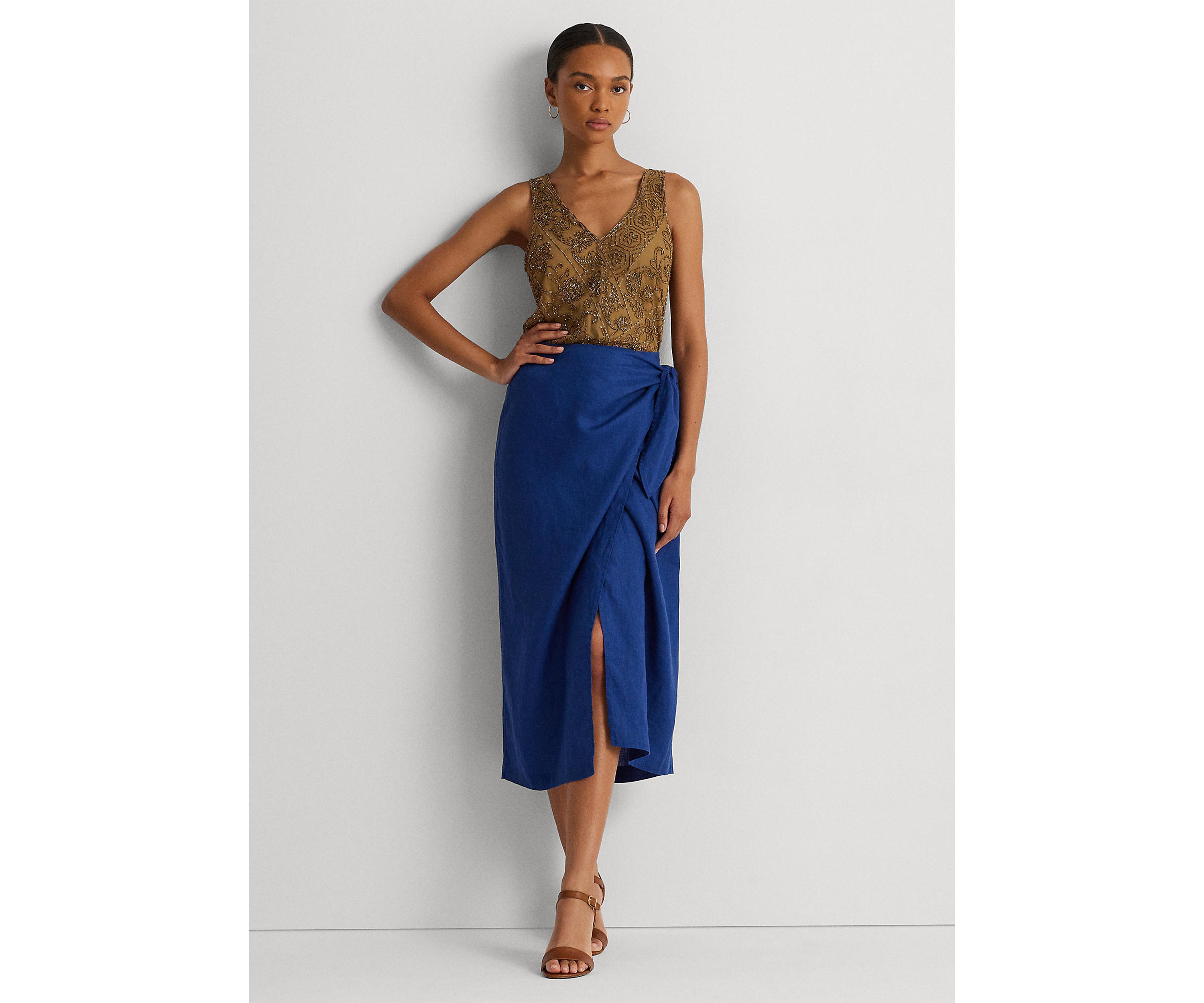 Petite Beaded Mesh Sleeveless Blouse