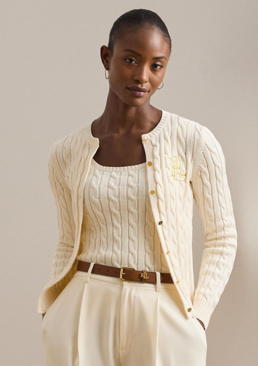Petite Cable Knit Cotton Cardigan