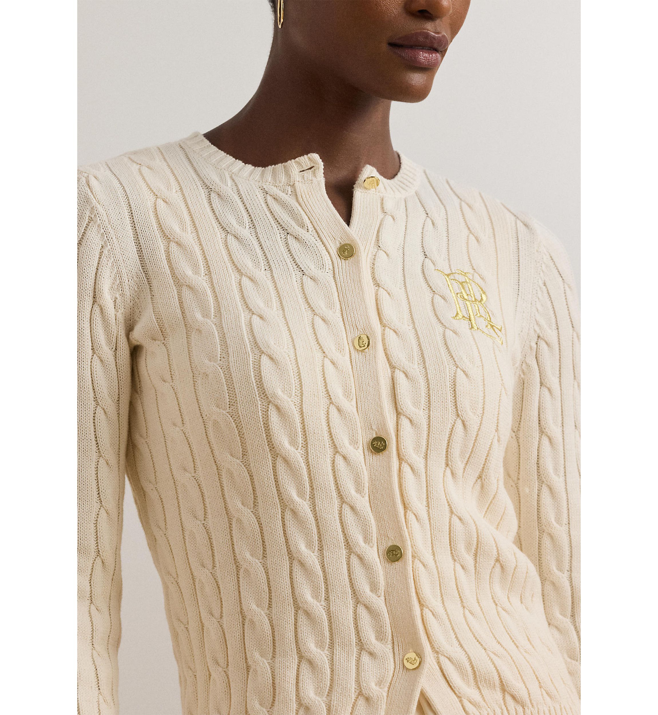 Petite Cable Knit Cotton Cardigan
