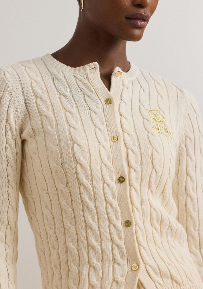 Petite Cable Knit Cotton Cardigan